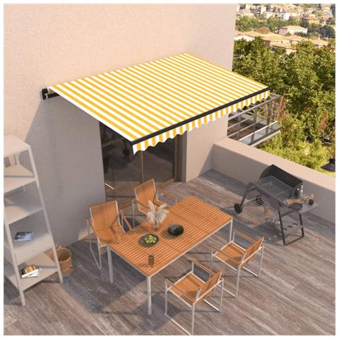 Lusso Casadino -  Tenda Da Sole Retrattile Manuale 450x350 Cm Gialla E Bianca - Foto 7