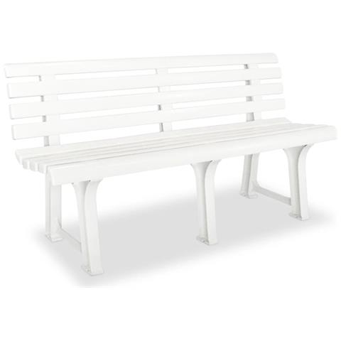 Panchina Da Giardino 145,5 Cm In Plastica Bianca - Foto 2