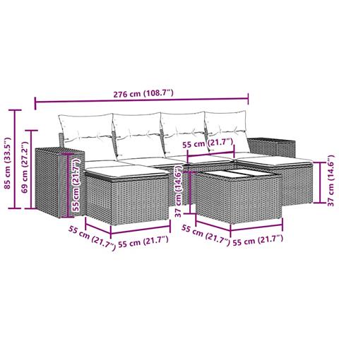 Set Divani da Giardino con Cuscini 7pz Nero Polyrattan - Foto 3