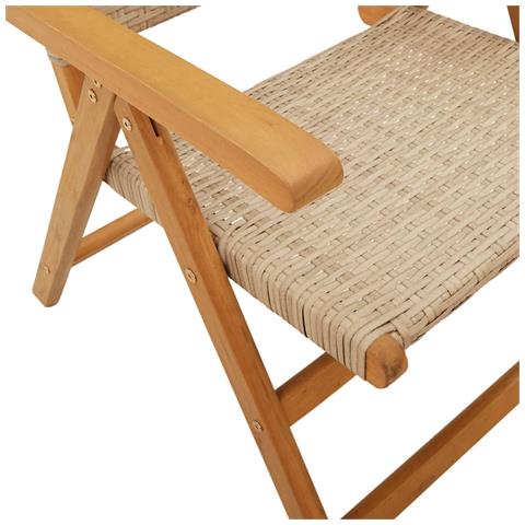 Set Pranzo da Giardino 7 pz Beige Polyrattan e Legno Massello - Foto 9