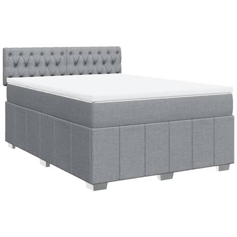 Giroletto a Molle con Materasso Grigio Chiaro 140x200cm Tessuto - Foto 1