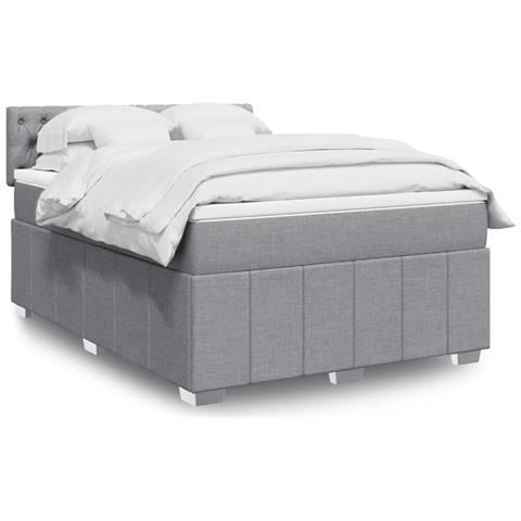 Giroletto a Molle con Materasso Grigio Chiaro 140x200cm Tessuto - Foto 2