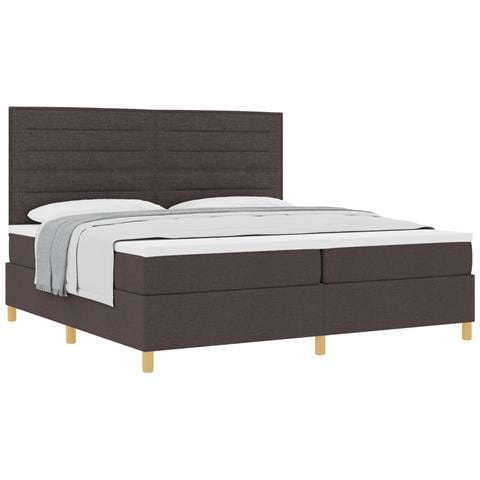 Letto con rete a doghe marrone scuro 200x200 cm tessuto - Foto 1