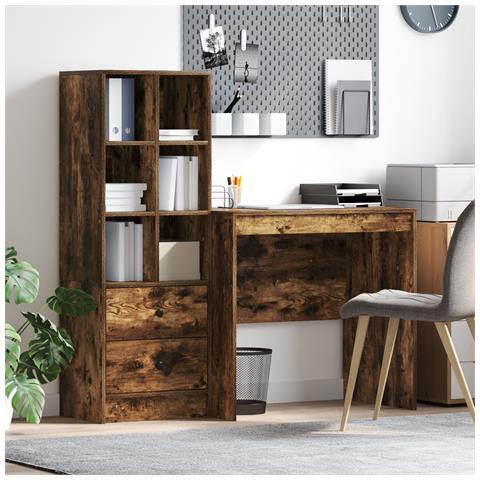Scrivania con Storage  Rovere Affumicato Legno Ingegnerizzato, Scrivania  Rovere Affumicato 80x50x76 cm Legno ingegnerizzato - Foto 2