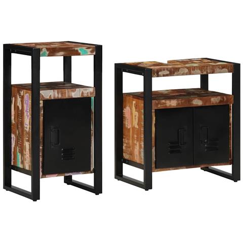 Set di mobili per il bagno 2 pcs legno massello di riciclo - Foto 1