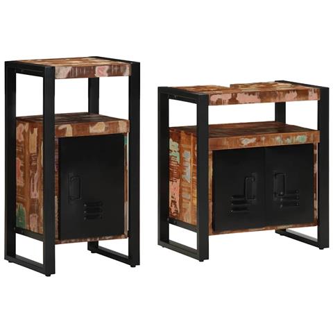 Set di mobili per il bagno 2 pcs legno massello di riciclo - Foto 2