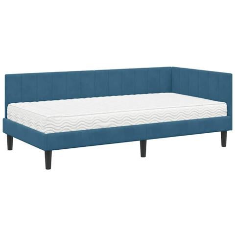 Cornice del letto ad angolo Blu 100 x 200 cm Velluto - Foto 1