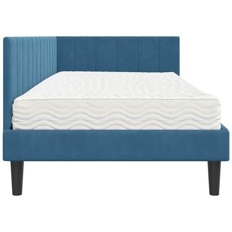 Cornice del letto ad angolo Blu 100 x 200 cm Velluto - Foto 9