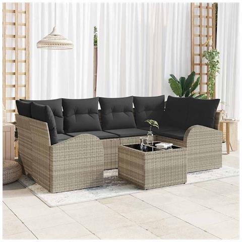 Set Divano da Giardino 7 pcs Grigio chiaro e grigio scuro - Foto 2