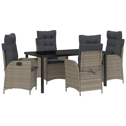 Set da Pranzo per Giardino 5 pcs Grigio polyrattan - Foto 1