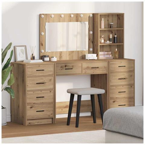 Tavolo da Trucco con cassetto 3 pcs Marrone 40 x 41 x 135 cm - Foto 2