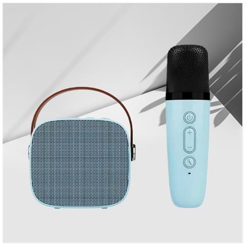 Altoparlante Ktv Bluetooth Portatile Con Microfono Wireless, Audio Hifi Ed Effetto Eco Blue - Foto 2