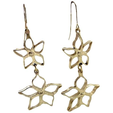 Orecchino Doppio Irregolare Blom In Ottone Placcato Oro Con Gancio - Foto 1