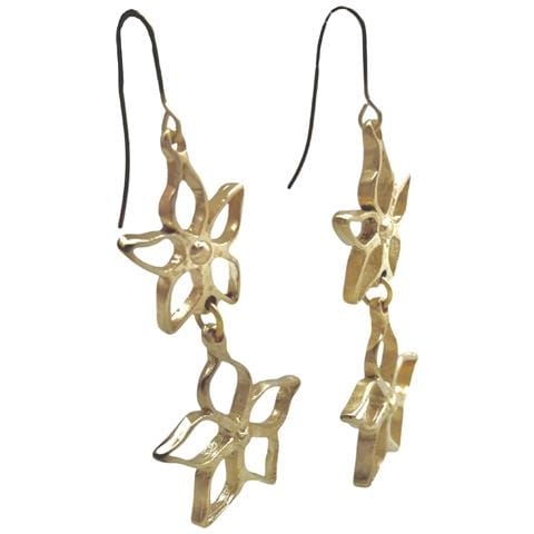 Orecchino Doppio Irregolare Blom In Ottone Placcato Oro Con Gancio - Foto 2