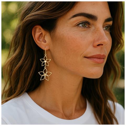 Orecchino Doppio Irregolare Blom In Ottone Placcato Oro Con Gancio - Foto 5