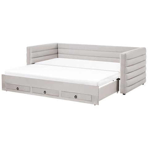 Letto Da Giorno Con Contenitore Velluto Meudon 90 X 200 Cm Grigio - Foto 2