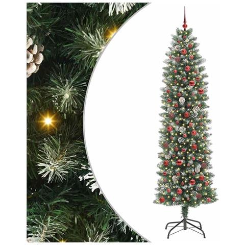Albero di Natale Artificiale Sottile Verde e Bianco 240 cm - Foto 1