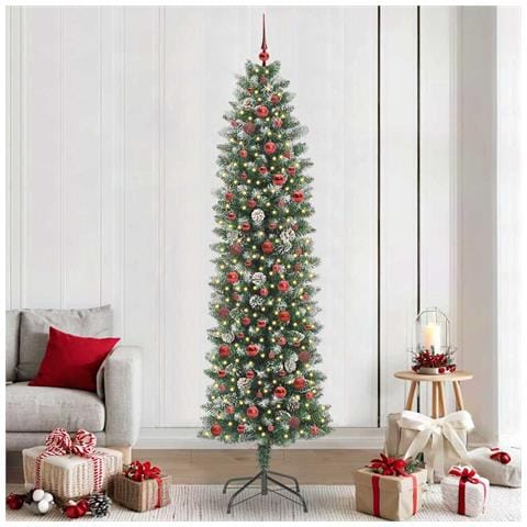 Albero di Natale Artificiale Sottile Verde e Bianco 240 cm - Foto 2