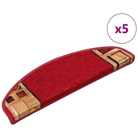 Tappetini per Scale Autoadesivi 5 pz 65x21x4 cm Rossi - Foto 1