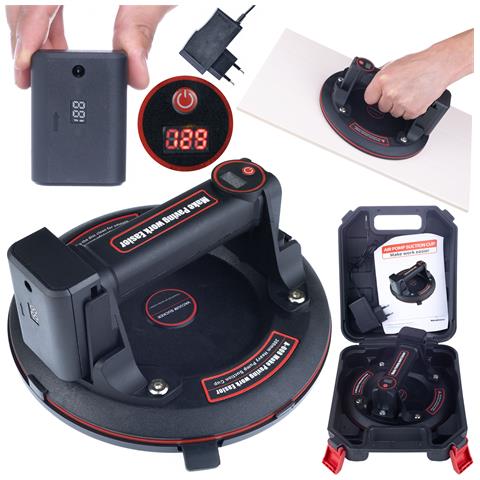 Ventosa A Batteria Per Piastrelle Con Display Digitale - Portata 200 Kg, Ø 200 Mm | Abs + Gomma, 3,6 V, 1500 Mah | Superfici Lisce - Foto 1