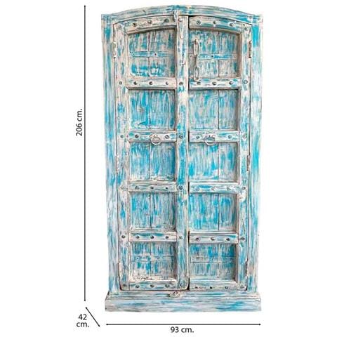 Armadio In Legno Artigianale Blu 93x42x206h - Foto 4