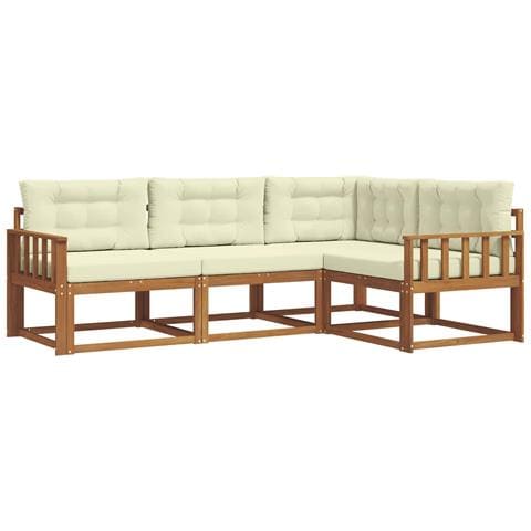 Set di divani da esterno con cuscino 4 pcs Naturale e Crema - Foto 1
