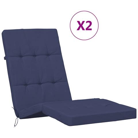 Cuscino da Esterno 2 pcs Blu navy 180 x 55 x 7 cm Tessuto - Foto 1