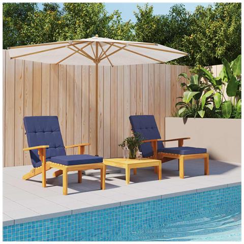 Cuscino da Esterno 2 pcs Blu navy 180 x 55 x 7 cm Tessuto - Foto 2