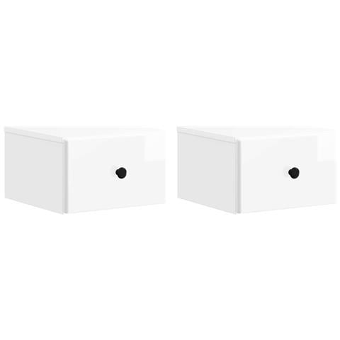 Mobiletto da notte a muro 2 pcs Bianco Lucido 34,5 x 33 x 20 cm - Foto 1
