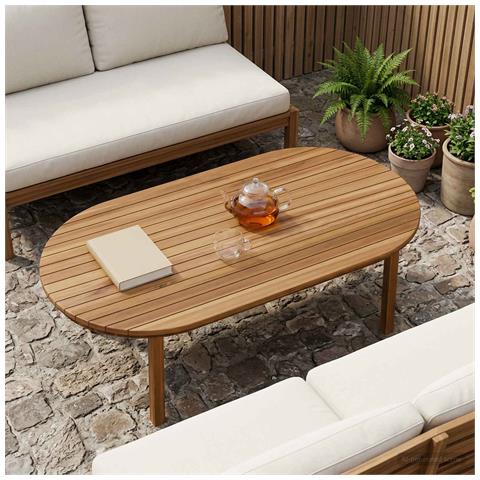 Piano del tavolo 110 x 55 x 3,5 cm Ovale Legno di teak solido - Foto 2