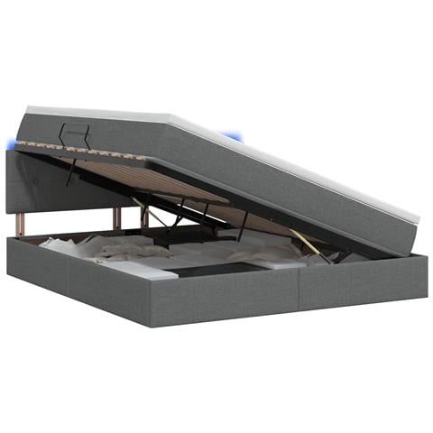 Letto con contenitore LED e materasso Grigio Scuro 140 x 200 cm - Foto 1