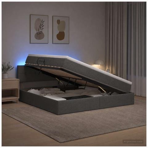 Letto con contenitore LED e materasso Grigio Scuro 140 x 200 cm - Foto 2