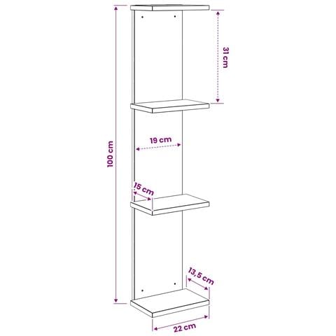 Scaffale da parete 2 pz Grigio Cemento 22 x 15 x 100 cm - Foto 8