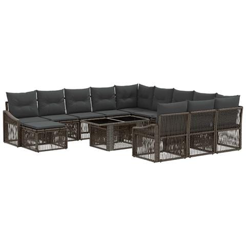 Set Divano da Giardino 13 pz Grigio e Grigio Scuro polyrattan - Foto 1