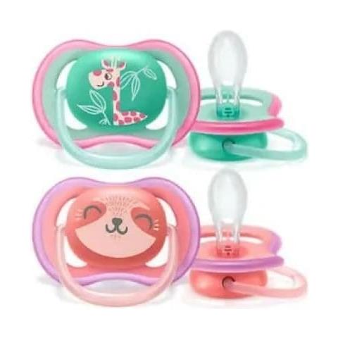Avent Succhietti Ultra Air 18M+ Femmina Giraffa-Riccio 2 Pezzi - Foto 1