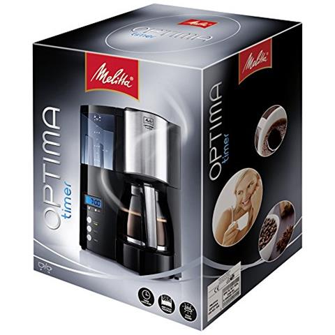 Melitta Optima Timer 100801 Macchina Da Caffè Americano Filtri Con Timer E Caraffa In Vetro, Nera, Acciaio Inox, 1.2l - Foto 2