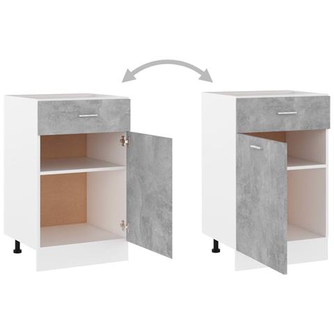 Armadio Inferiore Cassetto “Lyon” Grigio Cemento 50x46x81,5 - Foto 10