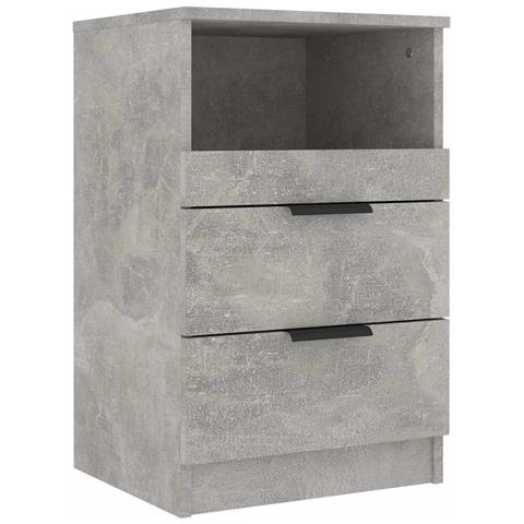 Comodino Grigio Cemento In Legno Multistrato - Foto 1
