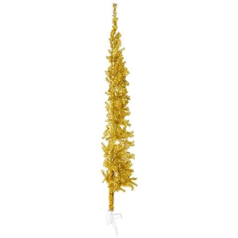 Albero Natale Artificiale Sottile A Metà Con Supporto Oro 180cm - Foto 2