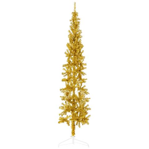 Albero Natale Artificiale Sottile A Metà Con Supporto Oro 180cm - Foto 1