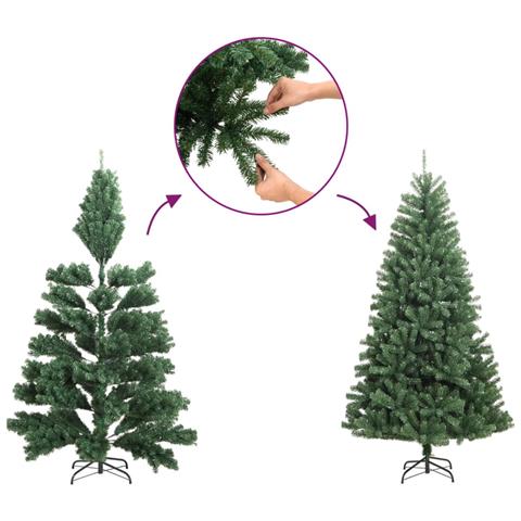 Albero Natale Artificiale Sottile A Metà Con Supporto Oro 180cm - Foto 8