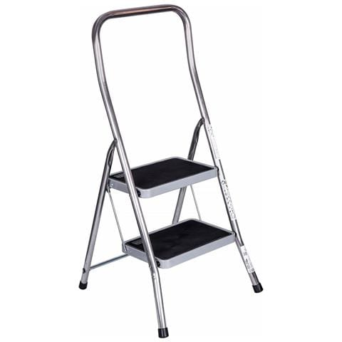 Scala Pieghevole A 2 Scalini Krause 130860 Grigio Argentato Nero /blu Alluminio - Foto 1