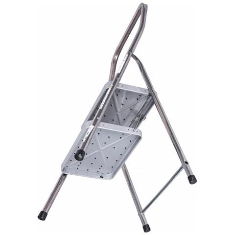 Scala Pieghevole A 2 Scalini Krause 130860 Grigio Argentato Nero /blu Alluminio - Foto 7