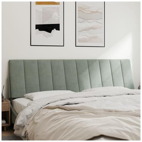 Cuscino Testiera Grigio Chiaro 180 Cm In Velluto - Foto 3