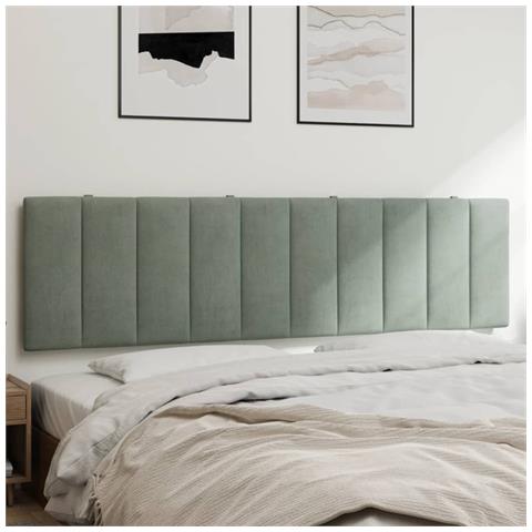 Cuscino Testiera Grigio Chiaro 180 Cm In Velluto - Foto 1