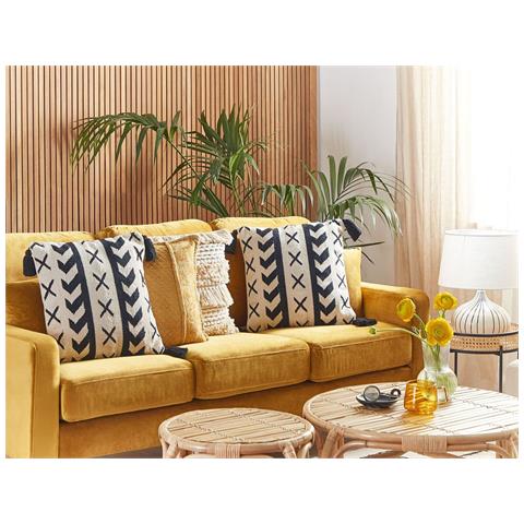 Cuscino Decorativo Deadnettle Cotone 45 X 45 Cm Geometrico Beige - Foto 1