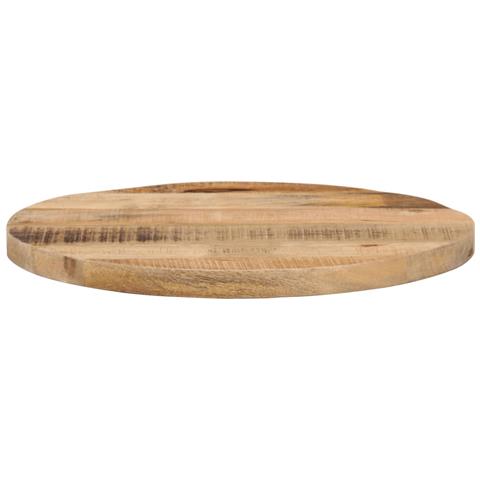 Piano Per Tavolo 50x2,5cm Rotondo Legno Massello Grezzo Mango - Foto 3