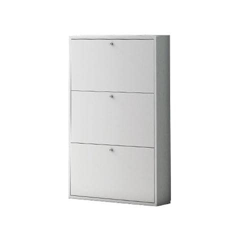Scarpiera Slim Da Interno A 3 Ante In Legno Nobilitato Melaminico 73x15xh110 Cm - White - Foto 1
