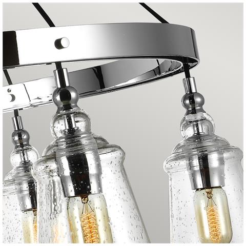 Lampadario Industrial Nordico Loras Acciaio Vetro 6 Luci E27 - Foto 4