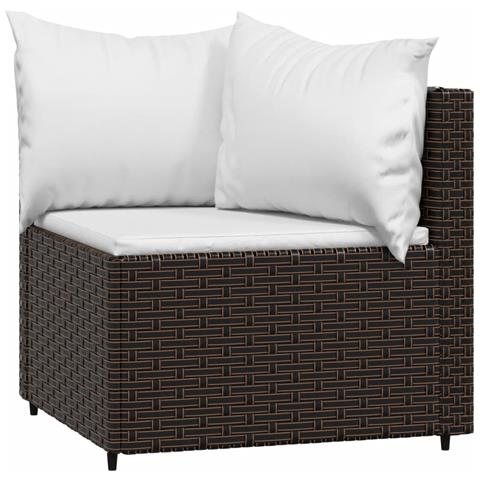 Set Mobili Da Giardino 3 Pz Con Cuscini In Polyrattan Marrone - Foto 2